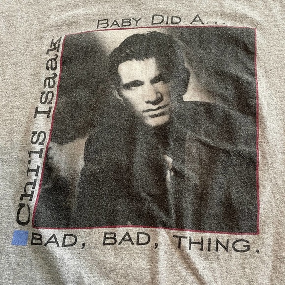 Vintage Chris Isaak Signed Autographed Tee Shirt Gray Medium Baby Did Bad Thing - Picture 3 of 13